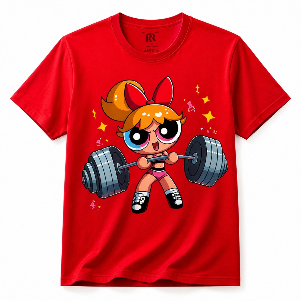 Camiseta Feminina Florzinha Fitness Academia Musculação Estampa Cartoon 100% Algodão Premium Vermelha Confortável