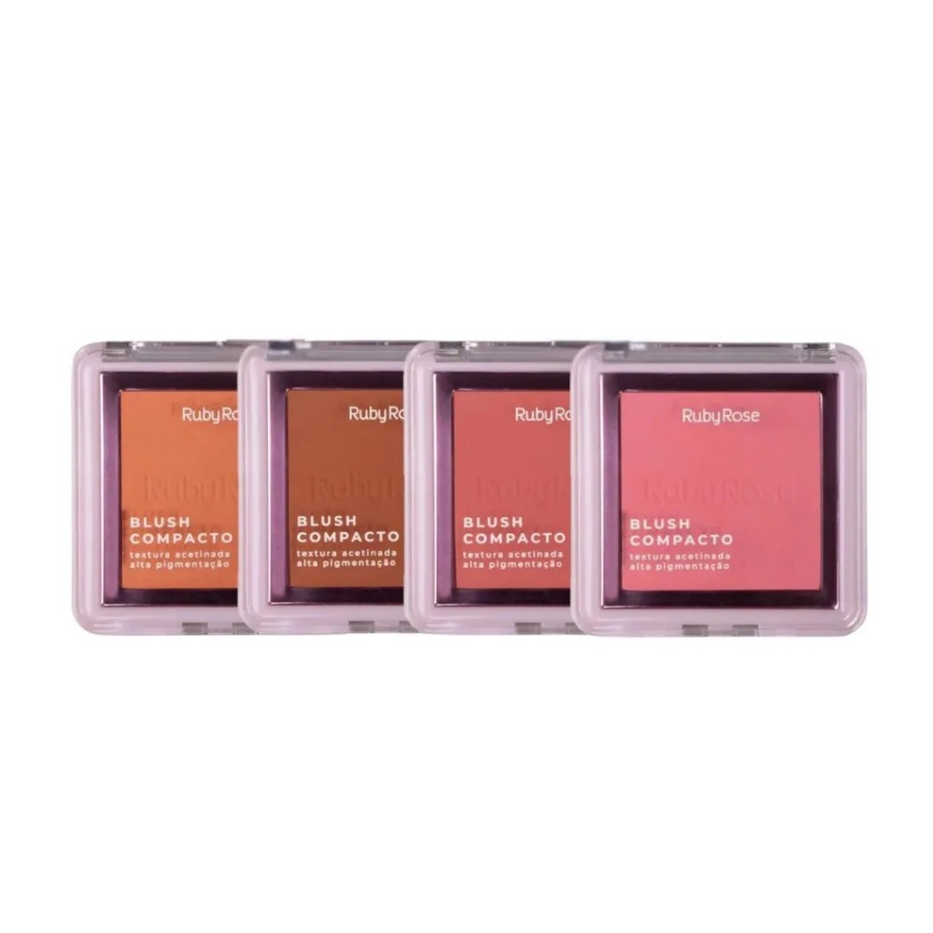 Blush Compacto Ruby Rose Alta Pigmentação Textura Acetinada Longa Duração Fácil Aplicação Natural