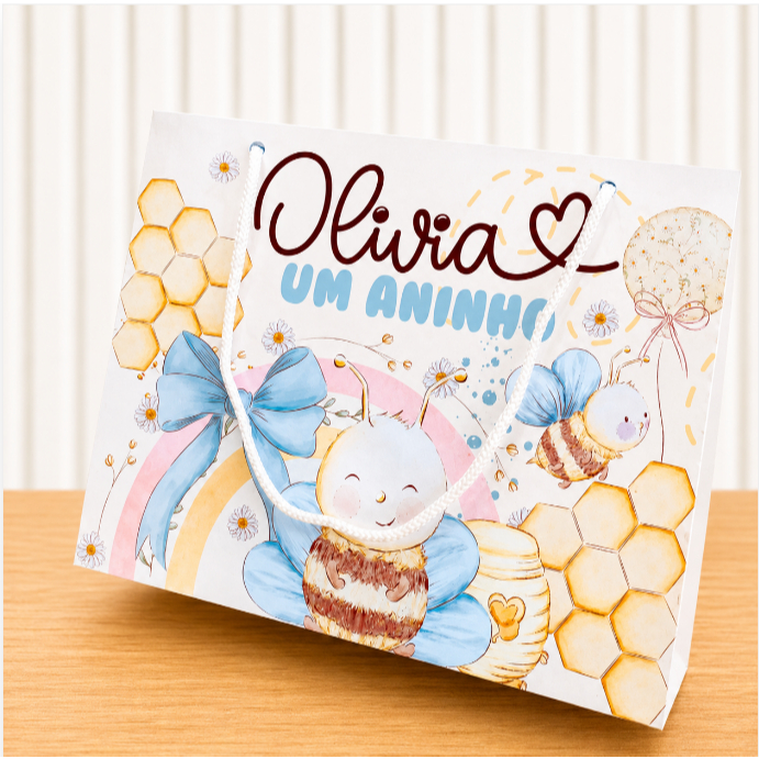 Sacolinha G abelhinha Personalizada para Festa Infantil - sacolinha abelhinha - Lembrancinha de Aniversário.