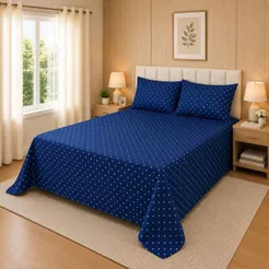 Jogo de Lençol Cama Solteiro/Casal/Casal Box Premium Poá e Estampado 2PÇ/3PÇ Percal Flex 180 Fios.