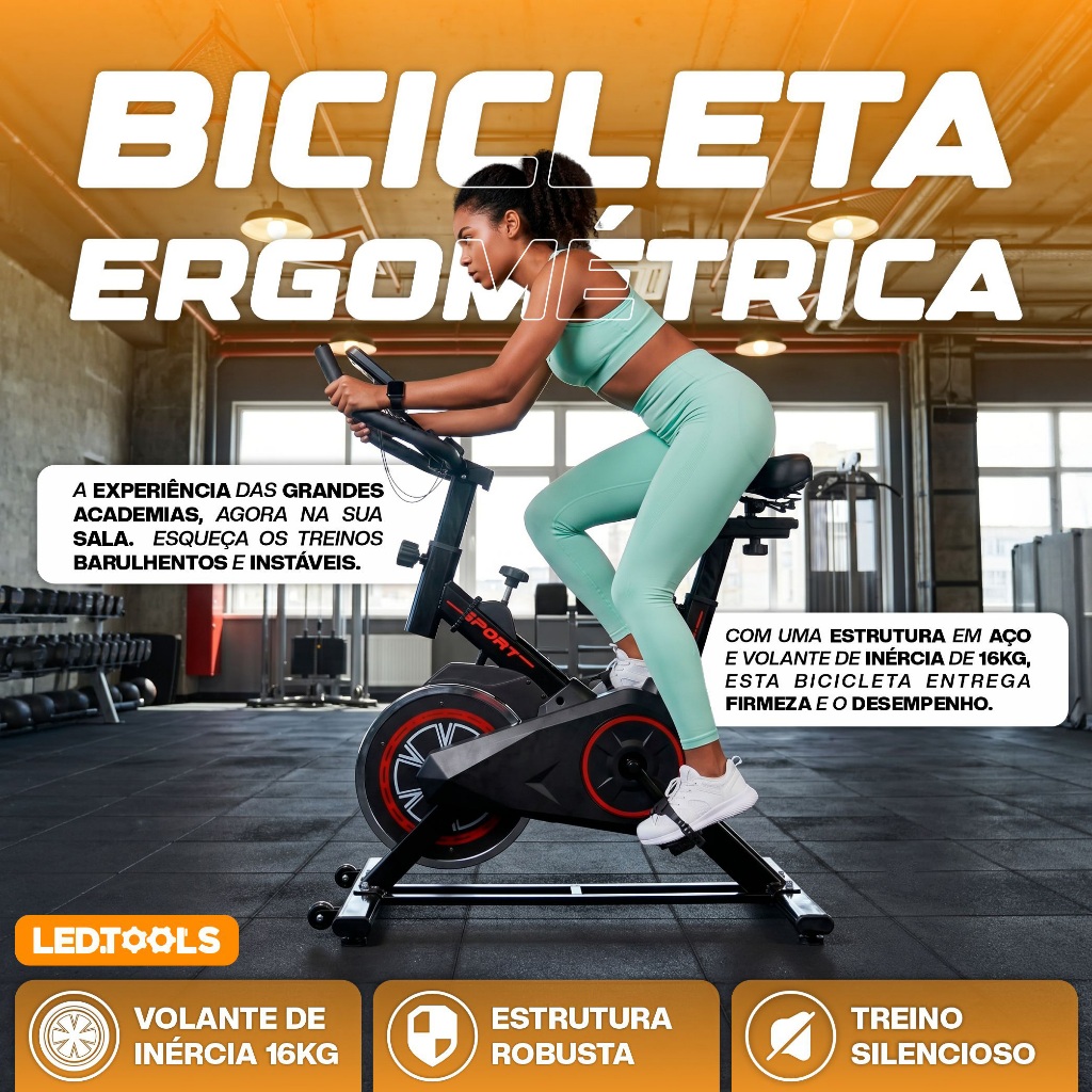 Bike Bicicleta Ergometrica Spinning De Alta Performance Roda de Inercia 16KG Squezze Treino — imagem 2 de 2
