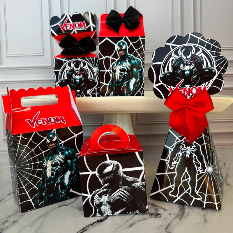 Kit Caixas Personalizadas Venom homem aranha preto /festa/ aniversário/ mimo/personalizados/papelaria/lembrancinhas