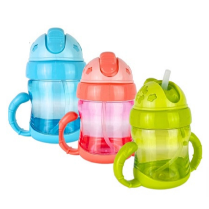GARRAFA SQUEEZE COPO INFANTIL CANUDO BICO DE SILICONE COM ALÇA 220ML