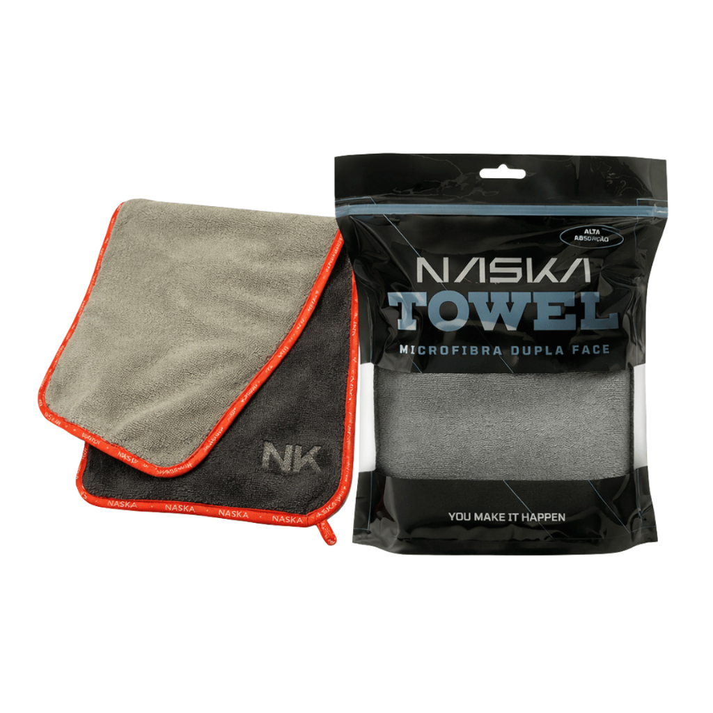 Toalha Dupla Face Microfibra Premium NASKA 400GSM 50x90cm Alta Absorção Secagem Automotiva Carro