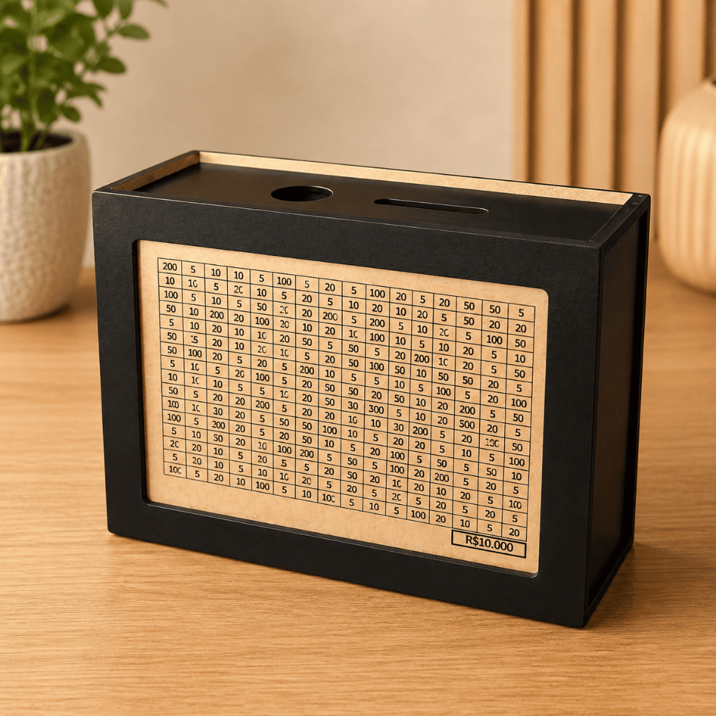 Cofrinho Cofre Guardar Dinheiro Caixa Woodbox 10mil
