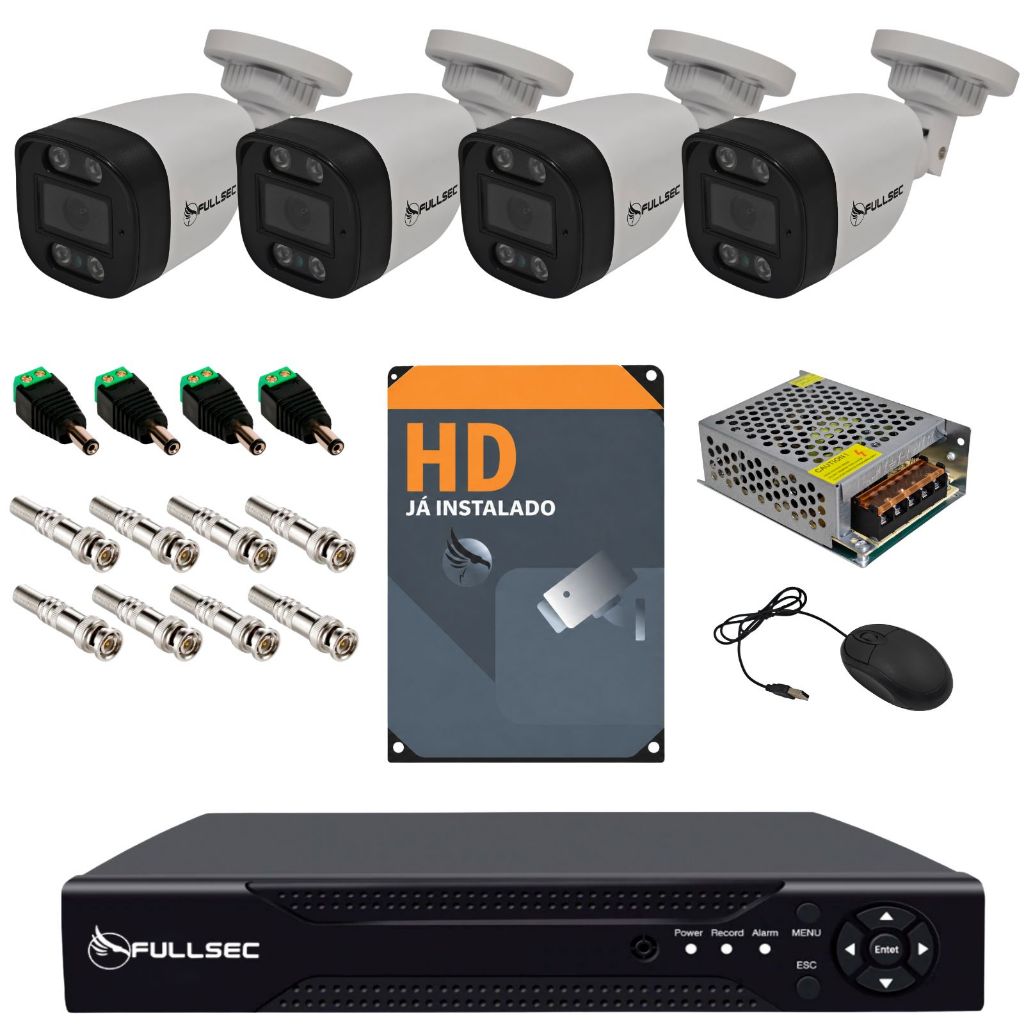 Kit Câmeras De Segurança Fullsec Dvr visão noturna app acesso remoto Cftv Kit com variação de câmeras