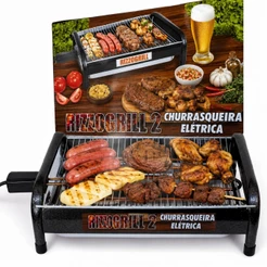 Churrasqueira Elétrica Gourmet Sem Fumaça Portátil Para Apartamento 110v 220 Bandeja Removível Grill