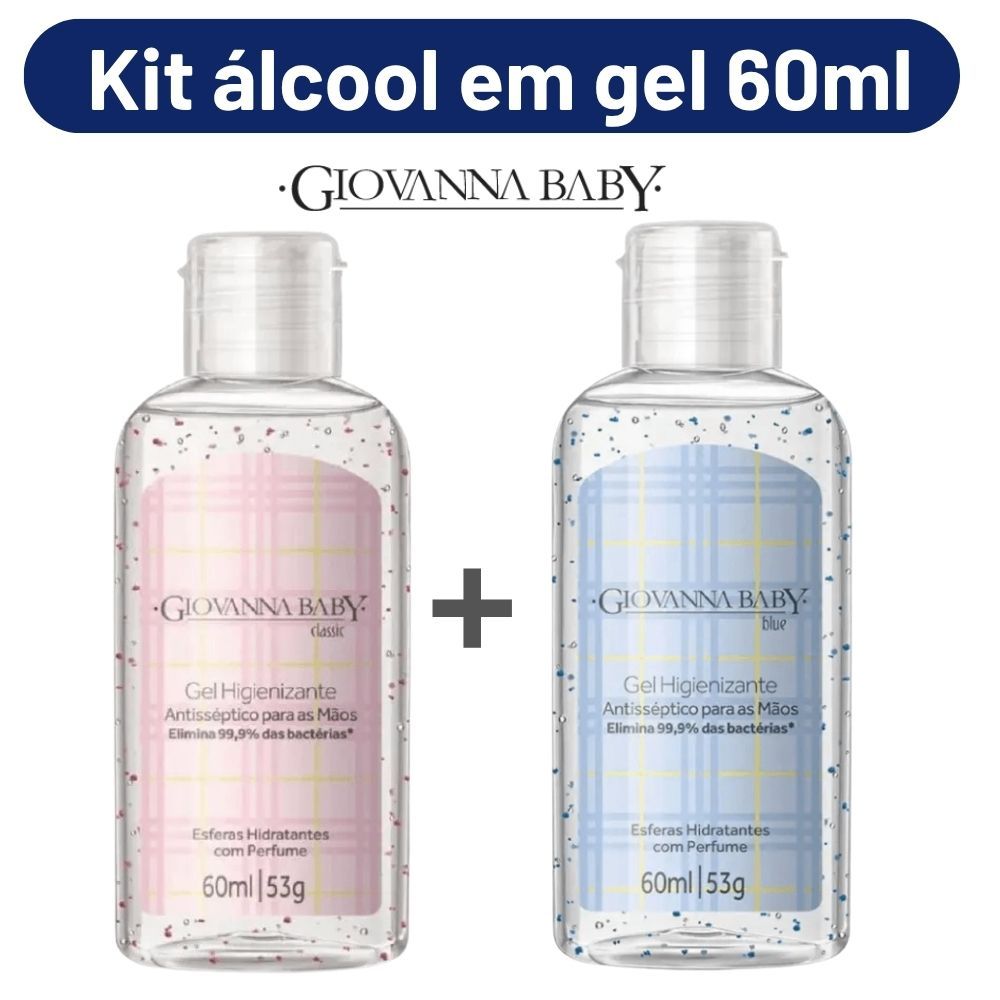 Kit 2 Álcool em Gel Higienizante Giovanna Baby Blue e Classic 60ml Mini