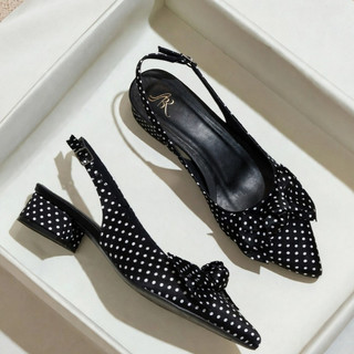 Sapato Scarpin Feminino Slingback Salto Baixo 3cm Confortável Bico Fino Aberto Atrás