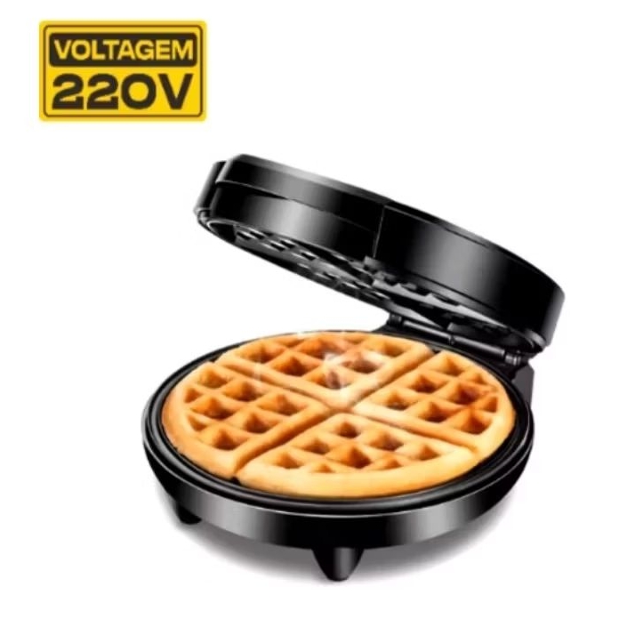 Máquina de fazer Wafle Elétrica Antiaderente Waffles 220 V  26CM DIÂMETRO Branca Preta Antiaderente Profissional Grande