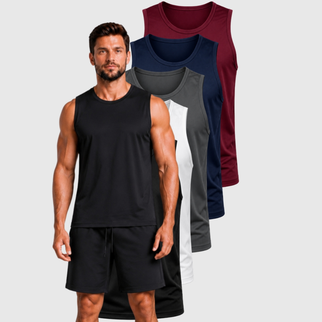 Kit Camiseta Masculina Regata Dry Fit 02 Unidades Kit Roupa Treino Academia Fitness