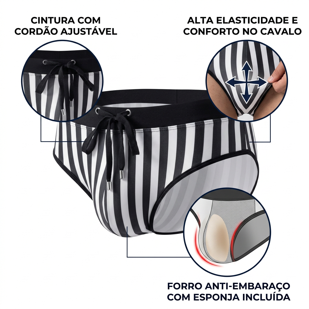 Z&D Lingeries Sungas Masculinas Cavadas Nylon Cintura Baixa Biquíni Macio Com Bo