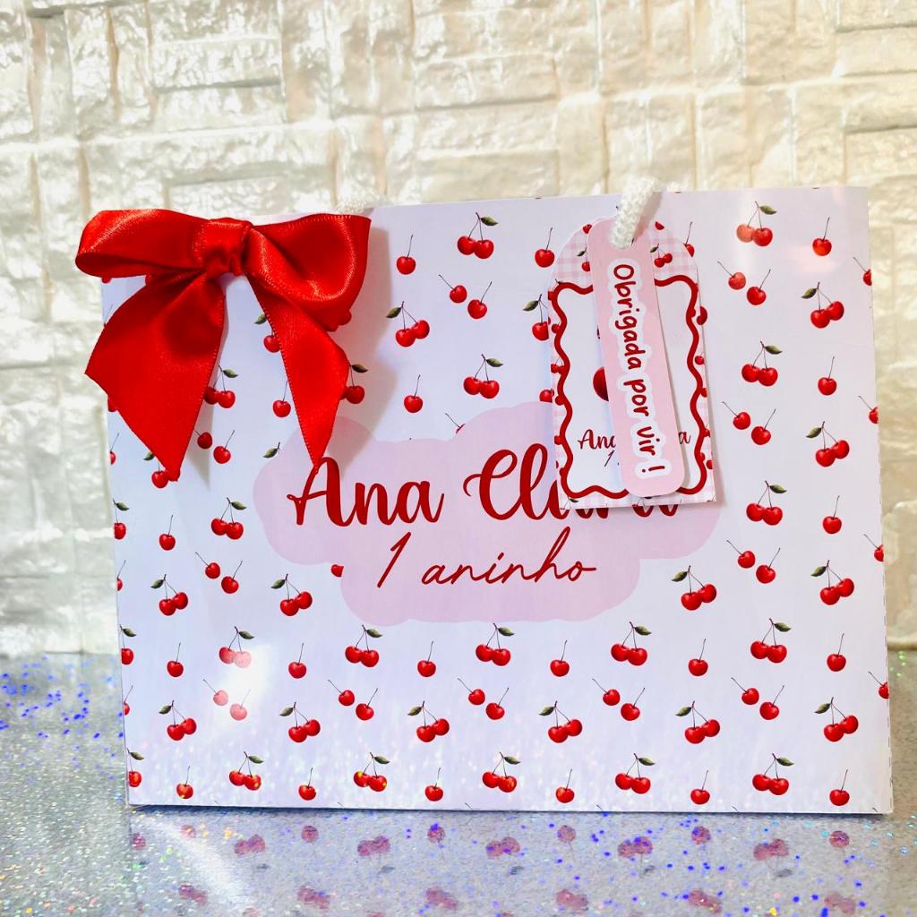 Kit Sacolinhas Cerejinha Personalizada Lembrancinha Festa Infantil