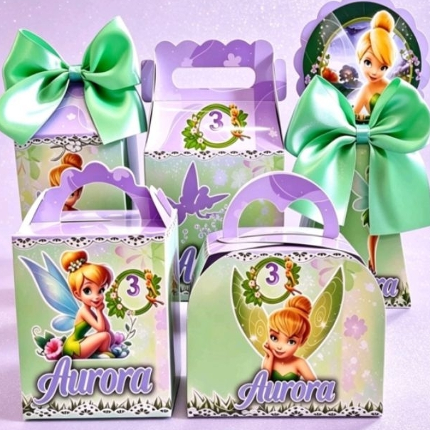Kit Festa Tinker Bell | Caixinha Personalizada Fada sininho | Lembrancinhas Aniversário Infantil | Decoração de Festa