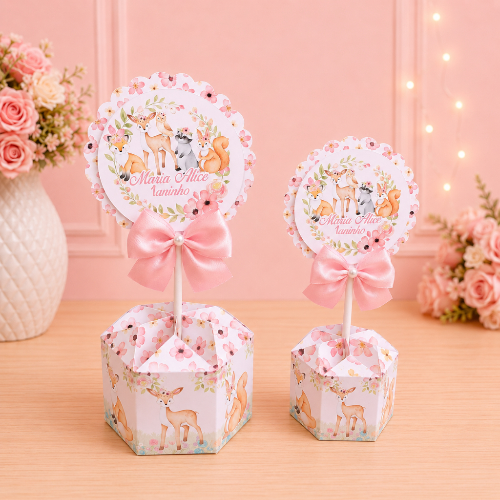 Centro de Mesa Bosque Encantado- kit festa - lembrancinha - aniversario - caixinha personalizada