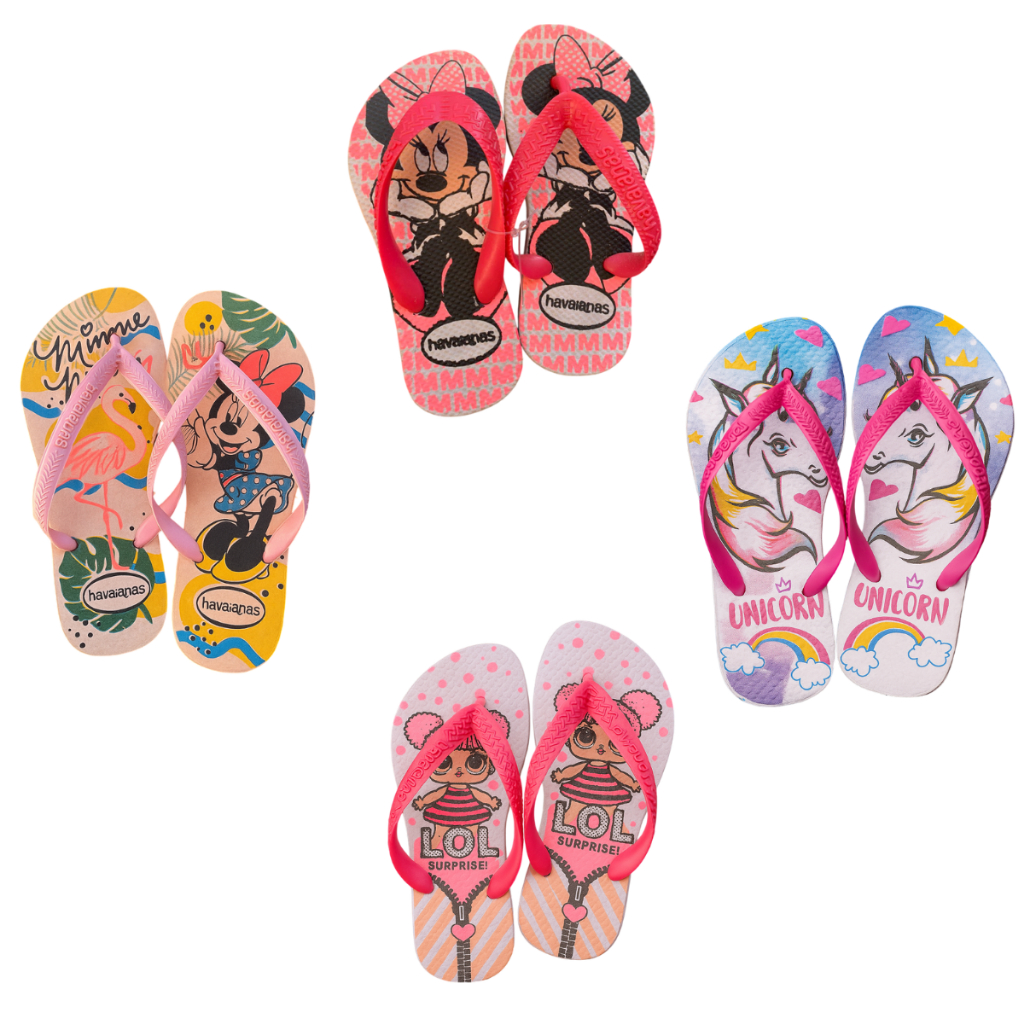Chinelo Sandalia Infantil 29/30 Dedo Menina Personagens Estampados