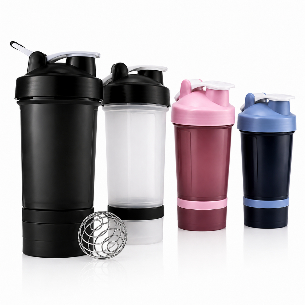 Garrafa Coqueteleira Shakeira 450ml com Esfera Misturadora e Compartimento Academia e Suplementos