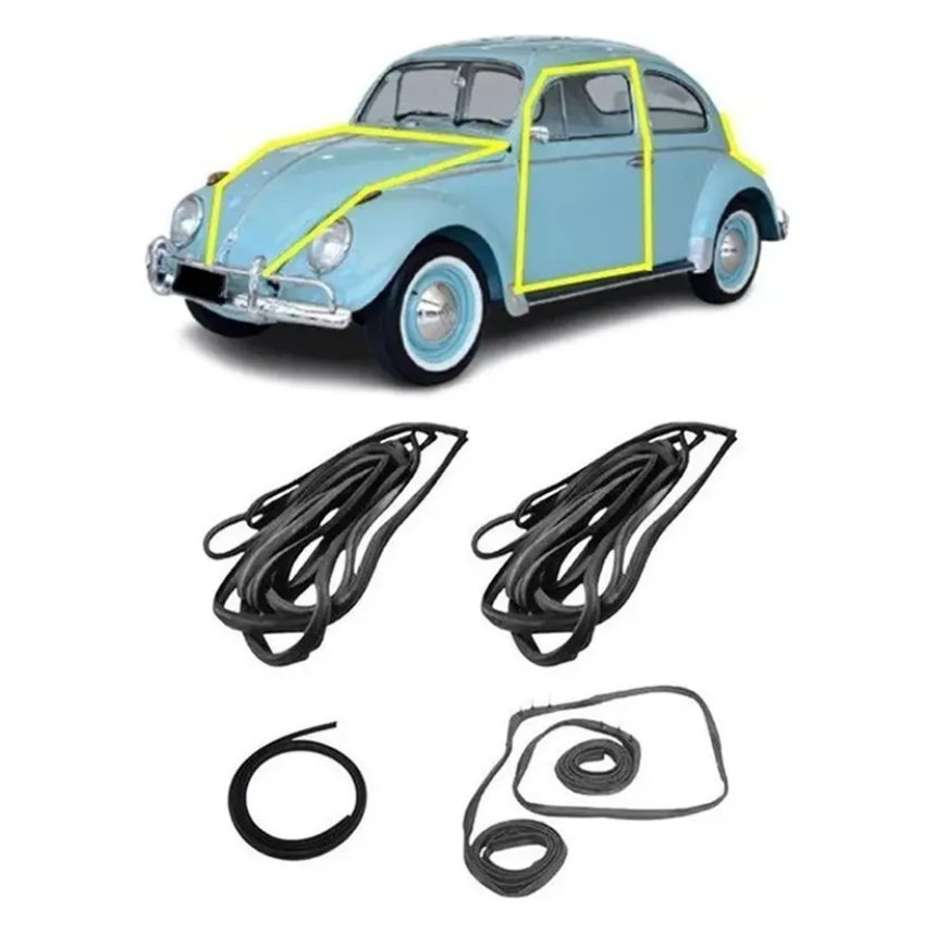 Kit Borrachas Completo Para Colar 2 Portas + Capô + Tampa do Motor Fusca 1200/1600 59/97