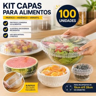 Kit Tampas Elásticas Descartáveis para Alimentos Capas Plásticas Transparentes para Potes Pratos Tigelas Cozinha Duhome