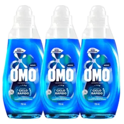 OMO Ação Antiodor 750ml Lava Roupas Líquido Concentrado Ciclo Rápido Antiodor