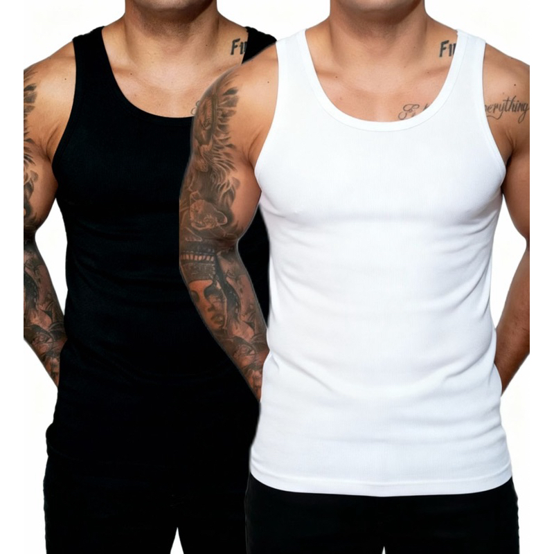 Kit 2 Regatas Masculinas Canelada Ribana Premium Academia Treino Fitness Básica