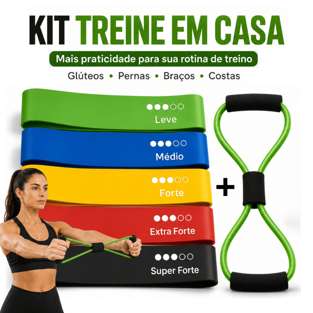 Kit 5 Elástico de Treino Mini Band + Elástico Tensão Extensor Exercício Treino Funcional Fisioterapia em Casa