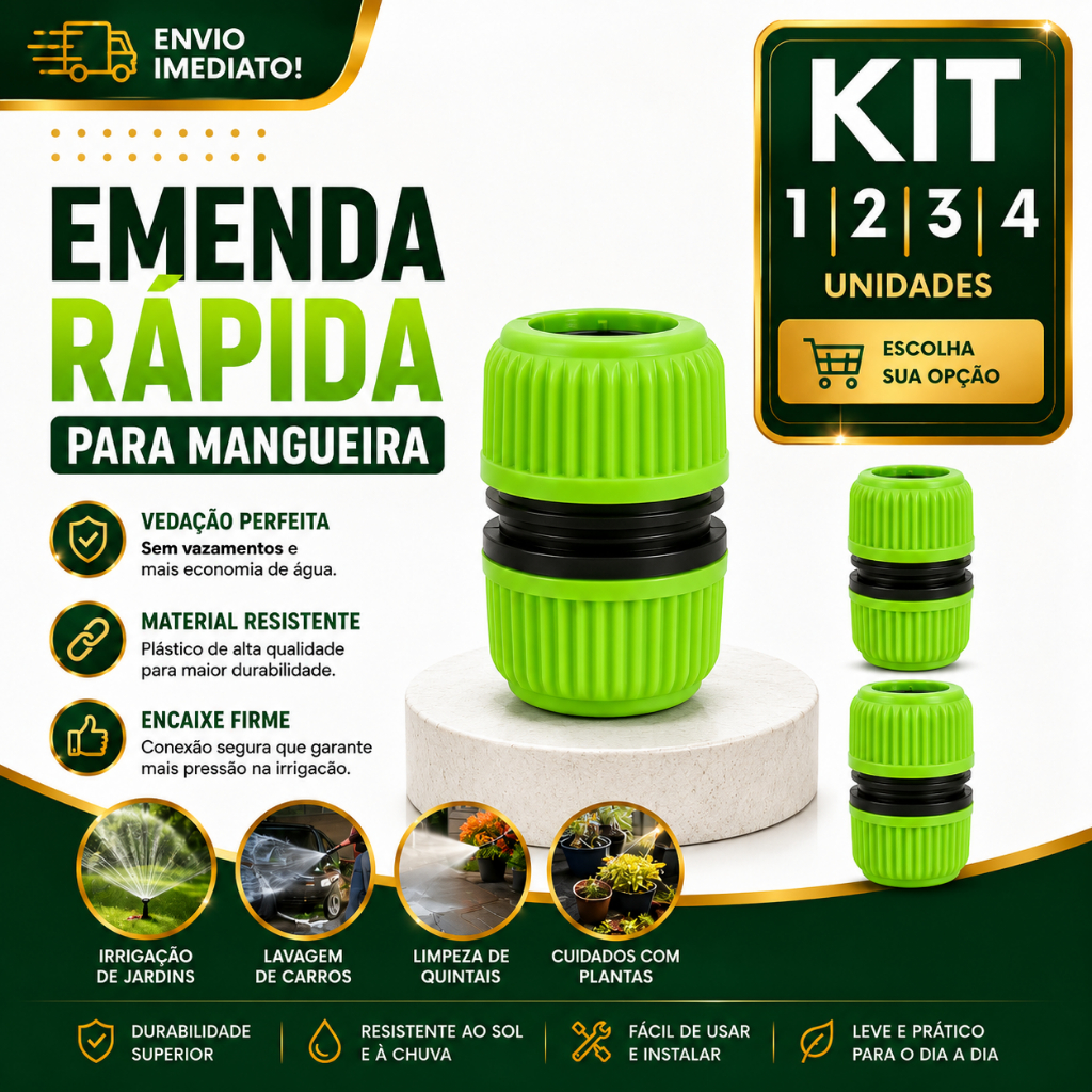 Extensor Emenda para Mangueira 1/2/3/4 Jardim Conector Universal Reforçado Vedação Perfeita Sem Vazamentos Resistente