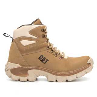 Coturno Masculina de Couro Nobuck 2067 Creme Coturno Botas Botina Botinha Masculino 37 ao 46