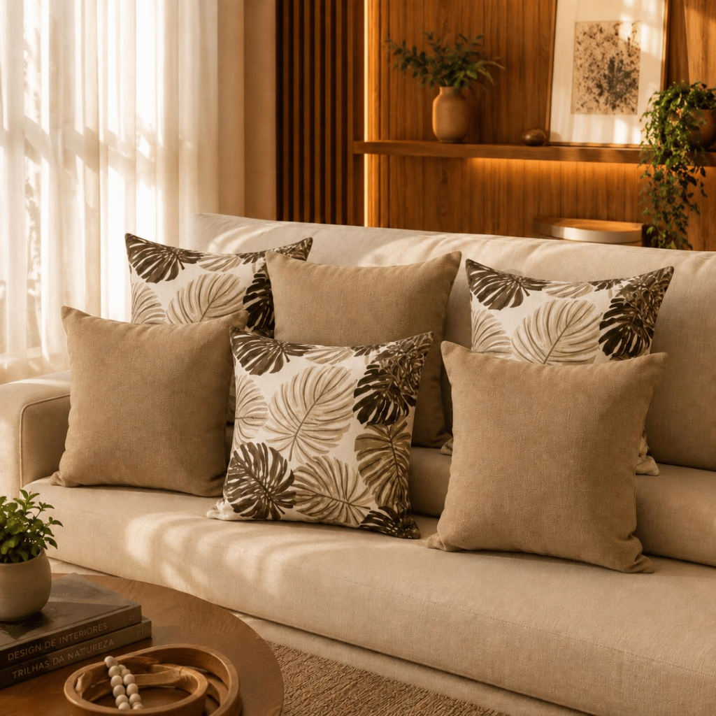 6 Almofadas Cheias Decorativas Estampadas 50x50 Modernas Para Cama Quarto Com Ziper Invisivel