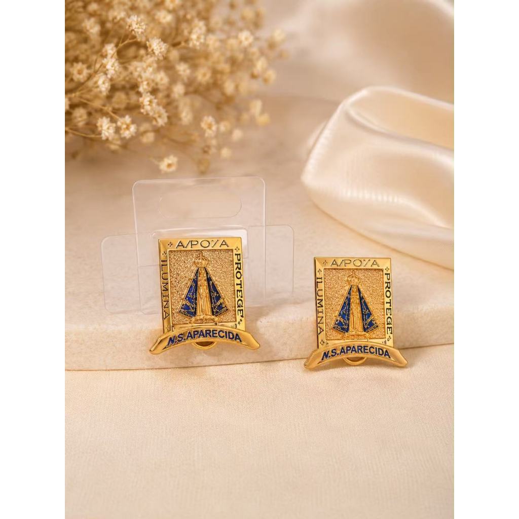Mini Imagem de Nossa Senhora Aparecida Dourada com Suporte 5cm – Enfeite Religioso Decorativo 🙏✨ 5-19