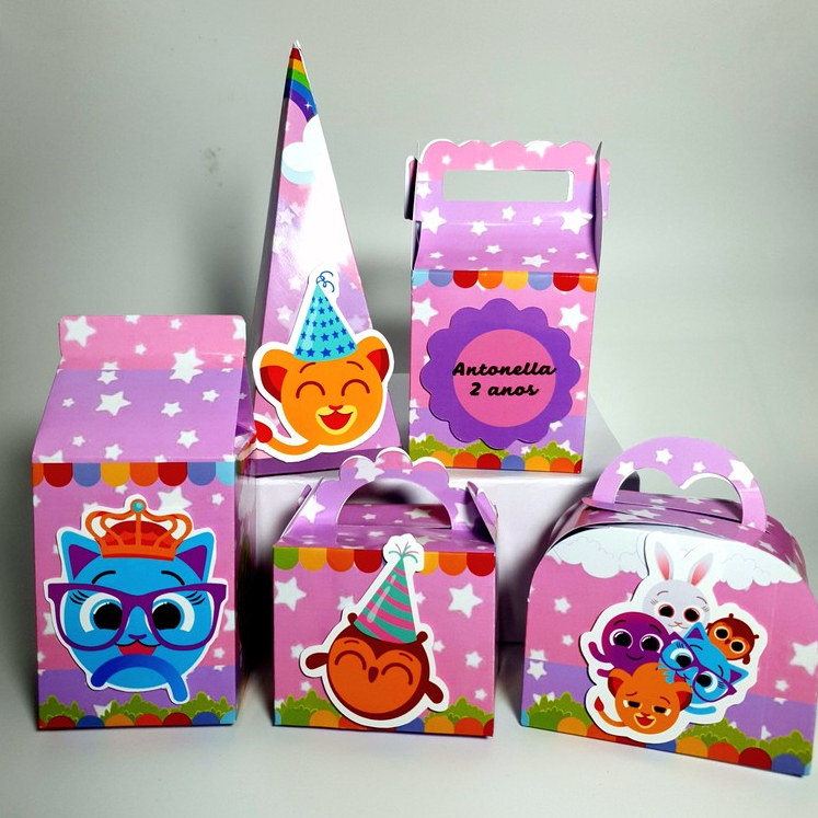 Kit Festa Tema Bolofofos Menina, Caixinhas Personalizada, Lembrancinhas, Decoração infantil
