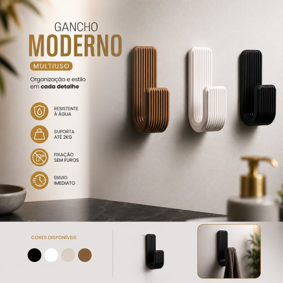 Gancho de parede multiuso \ gancho moderno e minimalista Fixado com dupla face \organizador banheiro \ gancho para chave