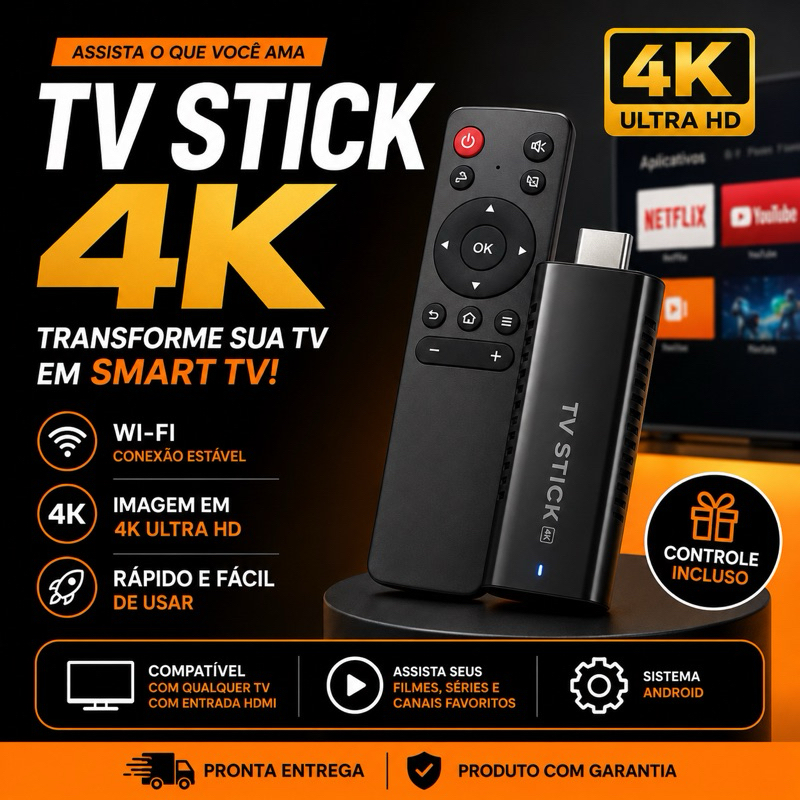 TV Stick 4K Ultra HD HDMI | Transforma TV em Smart TV | Streaming e Entretenimento