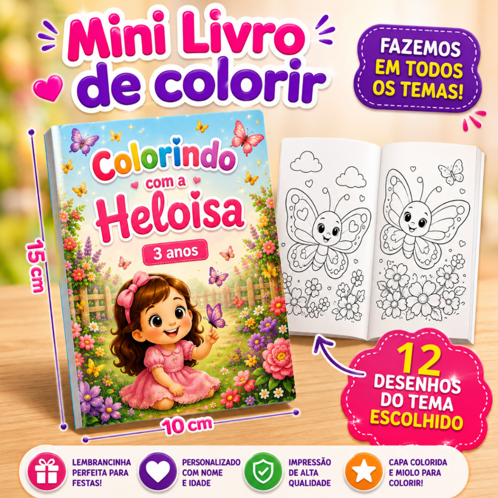 Kit Livrinhos revistinha de colorir personalizados lembrancinha de aniversário - TODOS OS TEMAS
