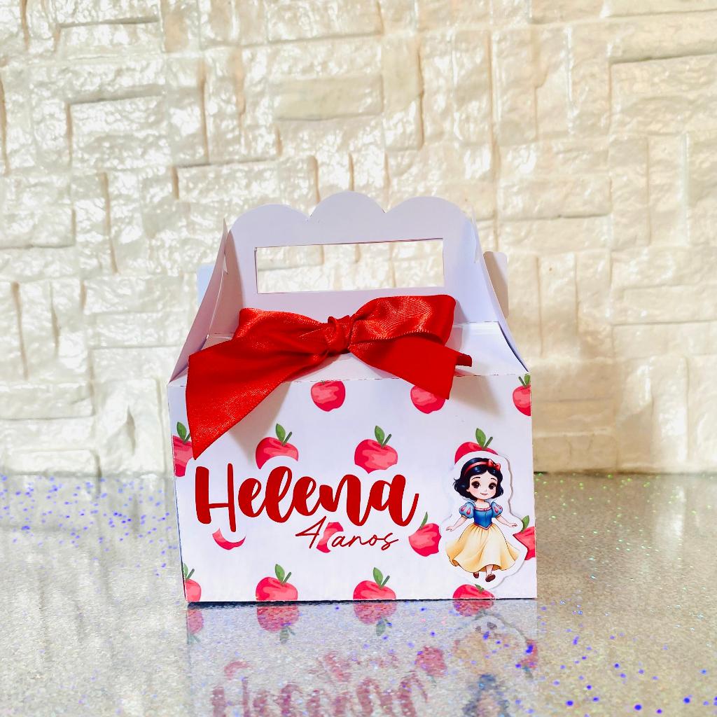 Kit Caixa Maleta Branca de Neve Personalizada Lembrancinha de Festa Infantil Aniversário