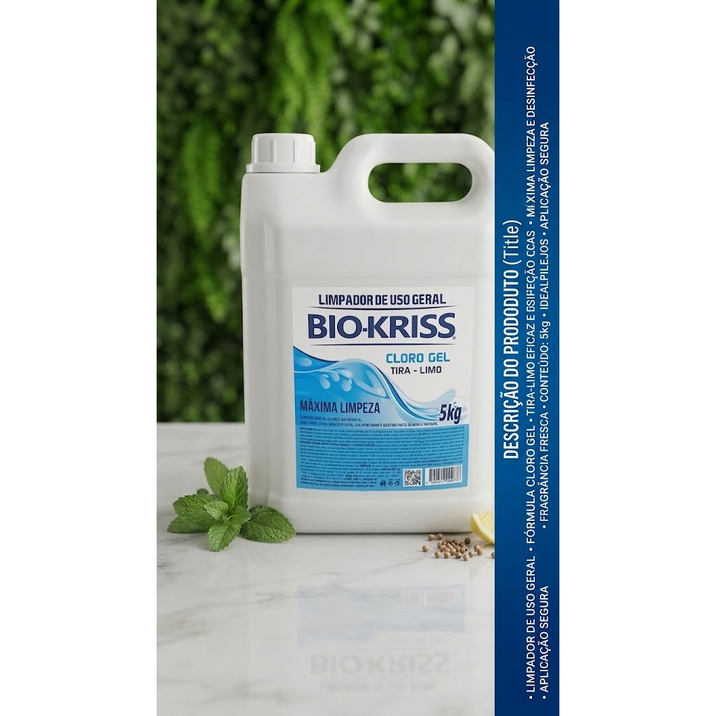 Cloro em Gel 5 Litros Limpeza Profunda Bio kriss