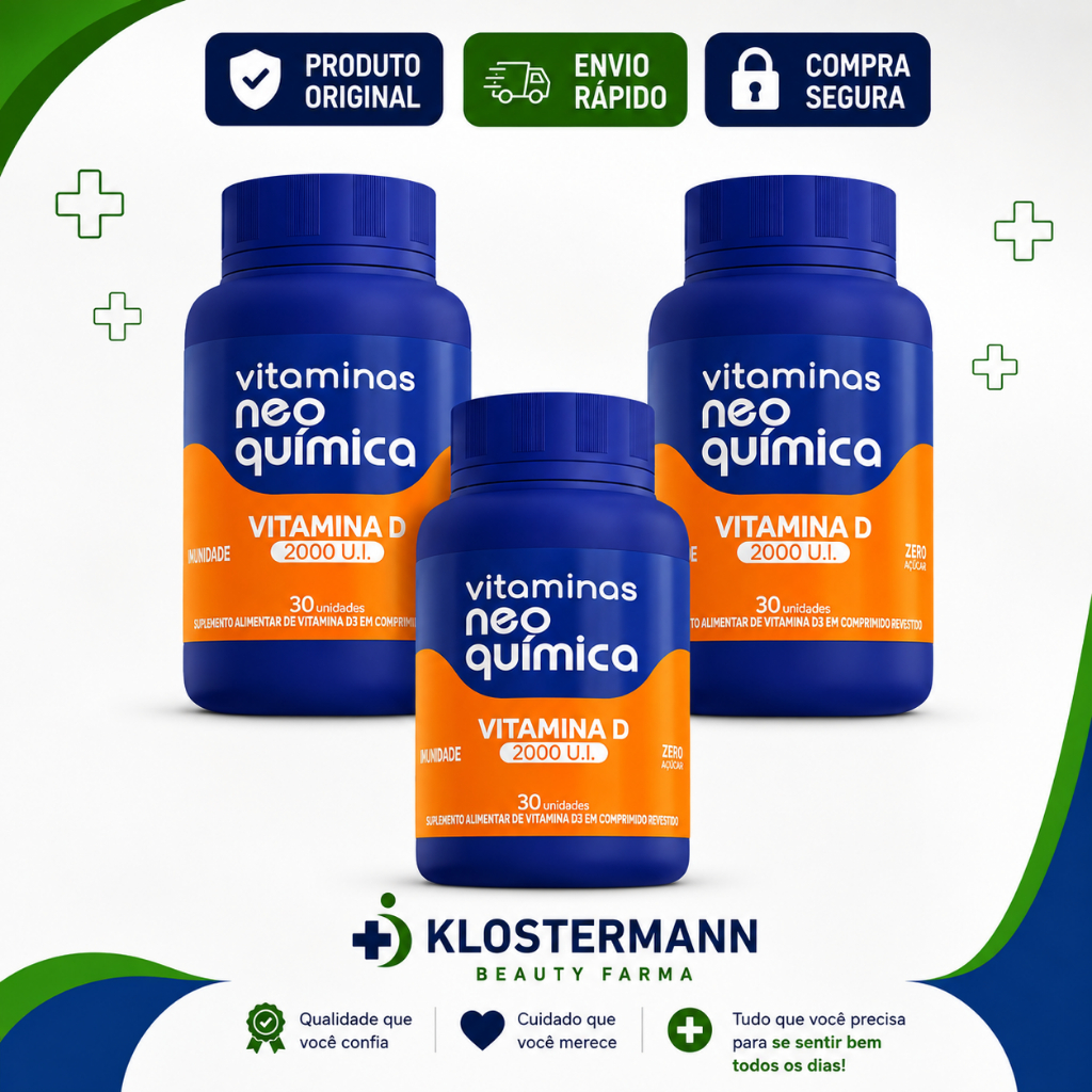 Kit 3 Vitamina D 2.000 U.I 30 Cpr Zero Açúcar - Neo Quimica