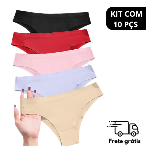 KIT 10 Calcinhas Sem Costura Tanga Laser Invisível Não Marca Intima Lingerie Conforto Fitness 10 ou 5
