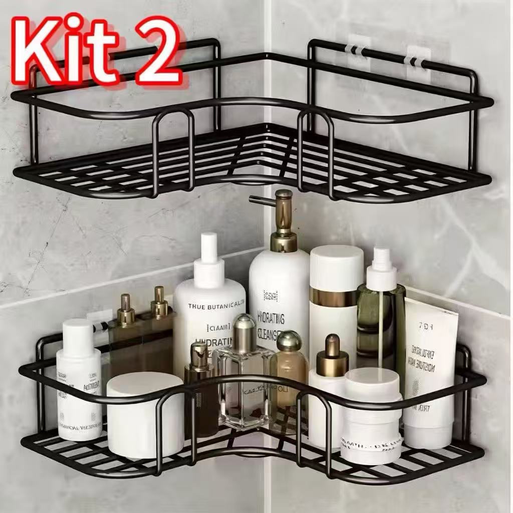 Prateleiras para Banheiro com Suporte e Alto Adesivos – Organizador de Shampoo, Sabonete, Cozinha e Lavanderia