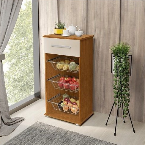 Balcão Fruteira Organizador Cozinha 3 Bandejas Gaveta Multiuso Oferta