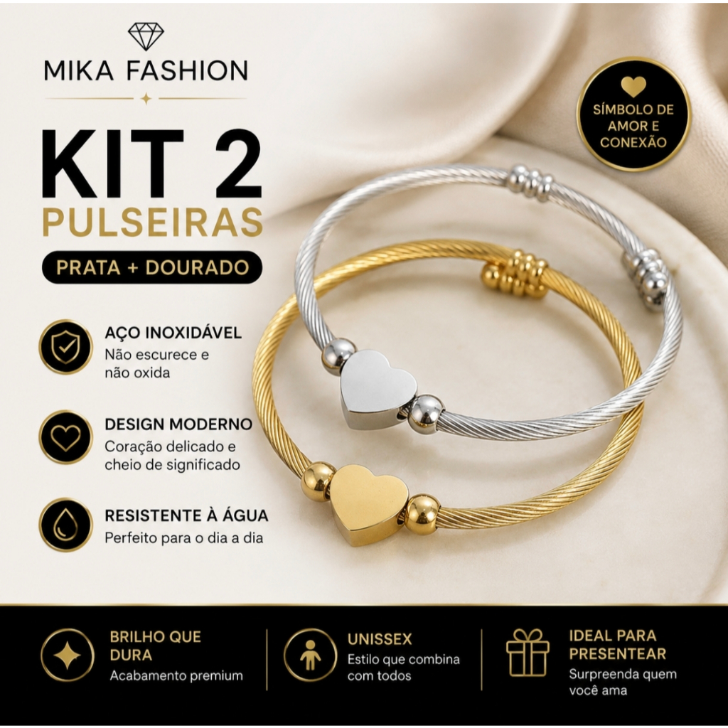 Kit Pulseira feminina De Aço inoxidável trançado Em Formato De Prata