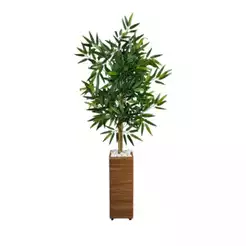 Planta Artificial Bambu Mosso da Sorte Decoração Escritorio Casa Sala Com Vaso E Pedras Brancas