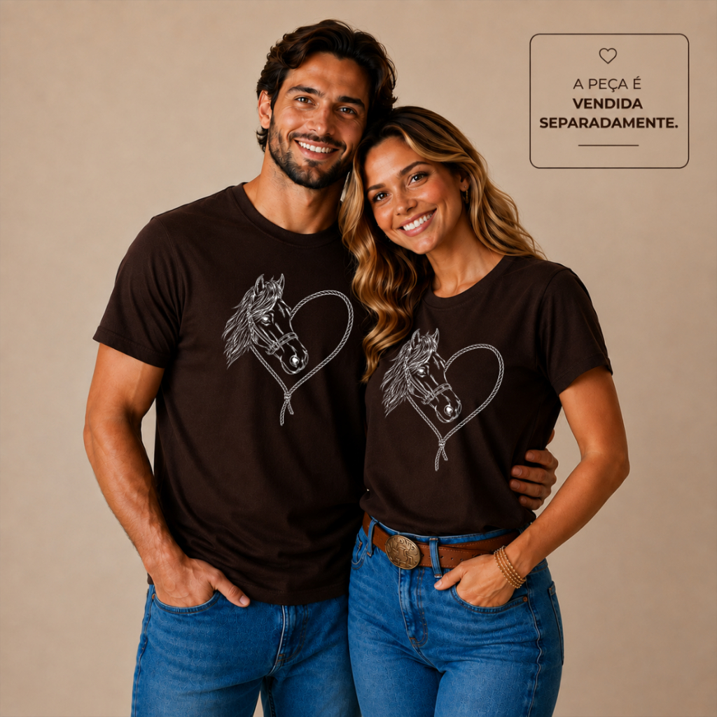Camiseta Country Amor Cavalo Coração Feminina Agro Rodeio Boiadeira Barretos Festa Sertaneja