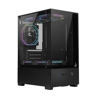 Gabinete Gamer Rise Mode Prisma Glass 01 Mid Tower Vidro Temperado USB 3.0 S/ Fans Preto - RM-CA-PRS-01-FB