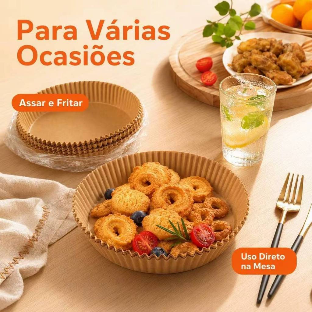 Forma De airfryer Papel Descartável Redondo Antiaderente Para Cozimento Papel