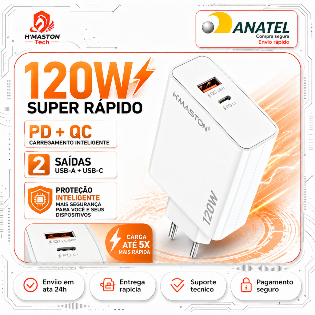 H'Maston Y73-4 120W Carregador De Celular Cabeça De Carregador Celular Carregador Para Celular
