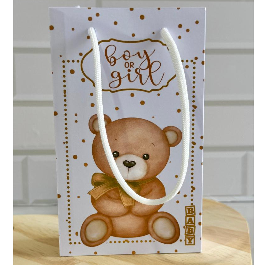 Sacolinha Personalizada Chá Revelação Ursinho Lembrancinhas Festa Infantil Para Montar Doces Sacola Personalizada