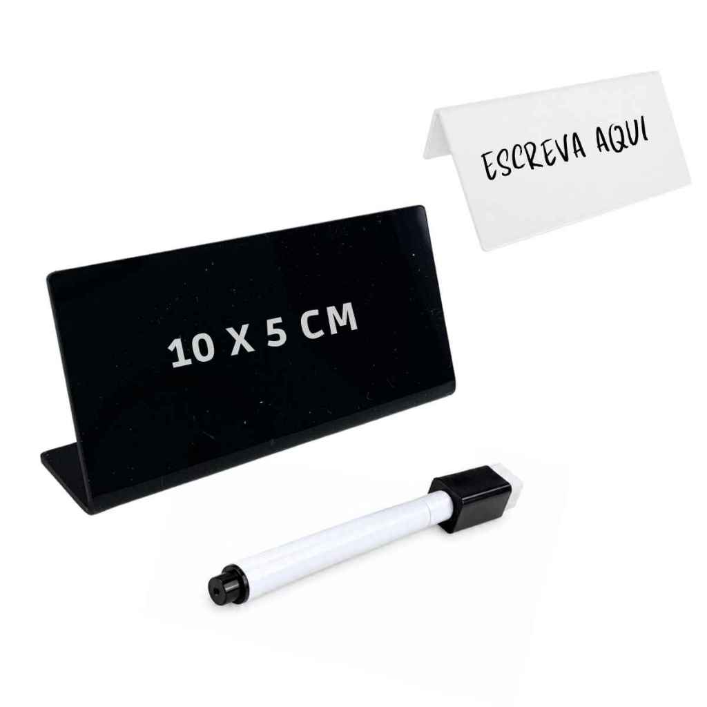 Kit Displays L 10x5 Acrílico Mini Lousa Buffet Porta Preço