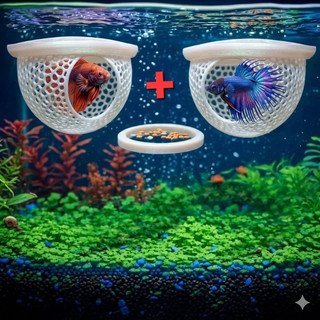 Kit para Aquário | 2 Esconderijos Flutuantes para Betta + 2 Anéis Alimentadores
