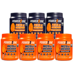Kit 7 Potes Pasta de Amendoim Integral 1kg Power One Vegana Sem Glúten